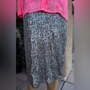 Silver Sequin Skirt